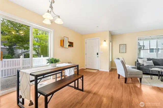 dining room with view of the back yard
