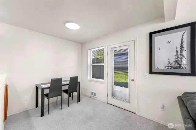 Dining area with access to amazing back yard