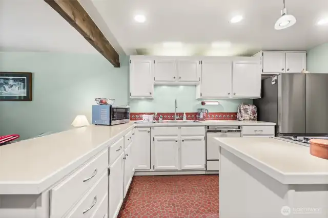 Kitchen with a ton of space for prepping and cooking.