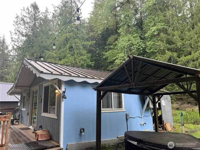 Covered hot tub