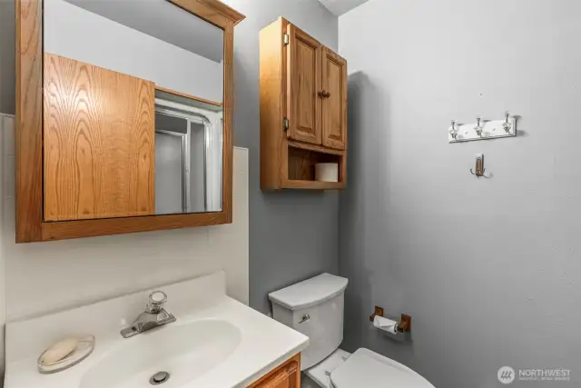 Main floor bathroom with shower.