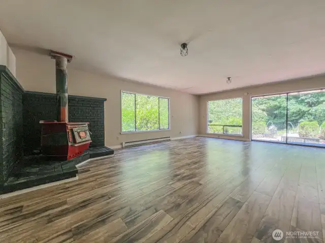 Family Room with wood burning stove