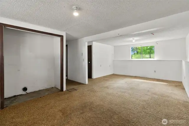 Washer and dryer conveniently located for quick access.