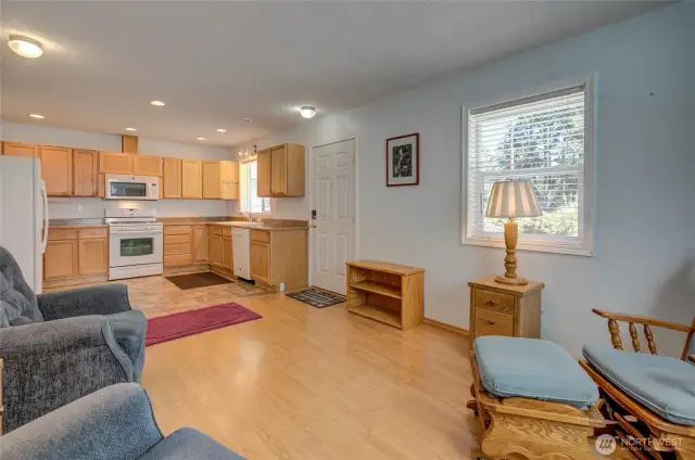 Looking towards the kitchen from the living room.