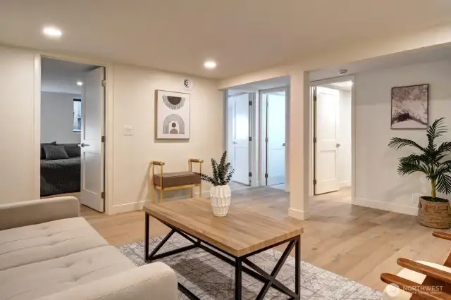 Beautiful flooring continues throughout the lower level.