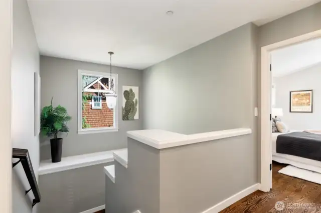 Light-filled, open landing between main and upper floors