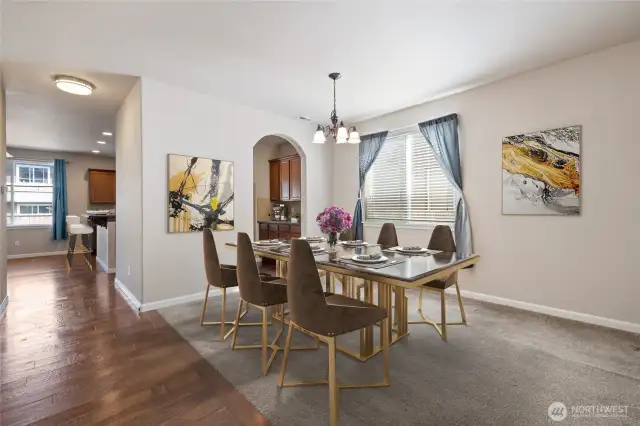 Dining room is a great spot to gather friends or guests. Virtually staged.
