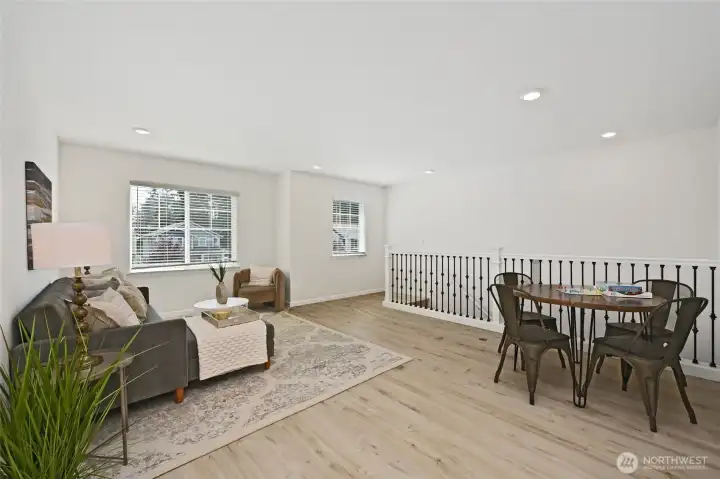Upper loft offers extra living.
