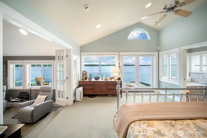 French doors lead out to upper deck and that view!!