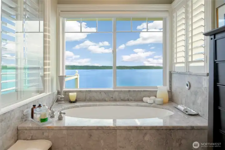 Stunning marble bathtub.