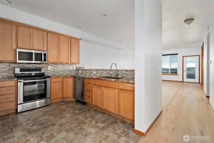 Kitchen with Living Room beyond.