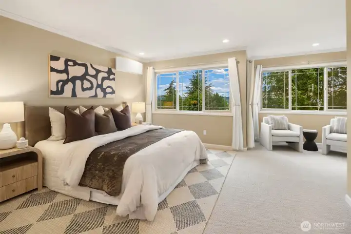 Primary bedroom with Mount Rainier Views