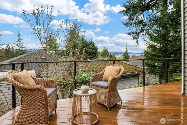 Deck/seating area off French doors on main level