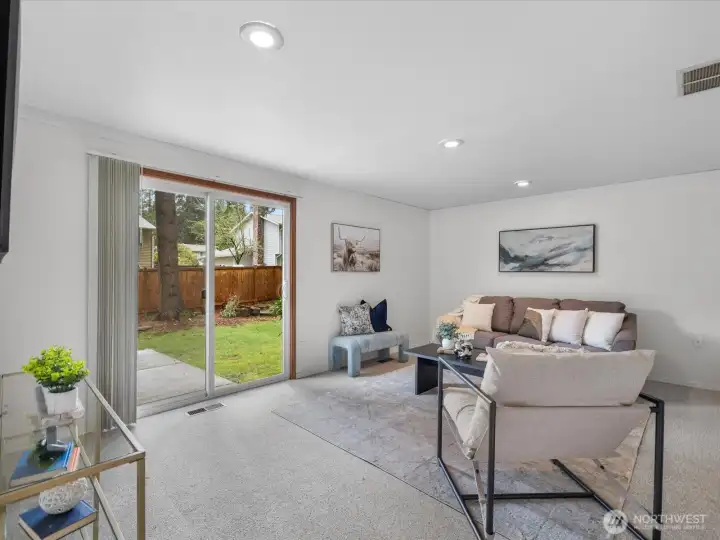 Wonderful family room with doors to the patio.