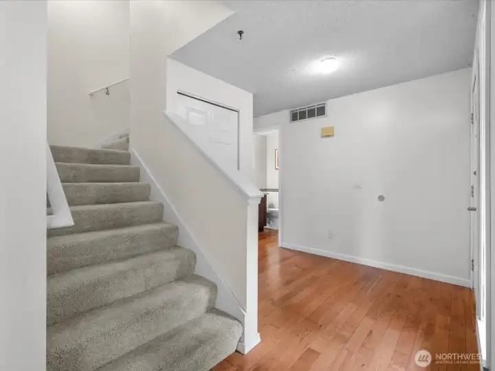 Wide stairs to upper level.