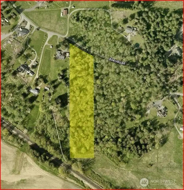 Aerial view with boundary lines from county site