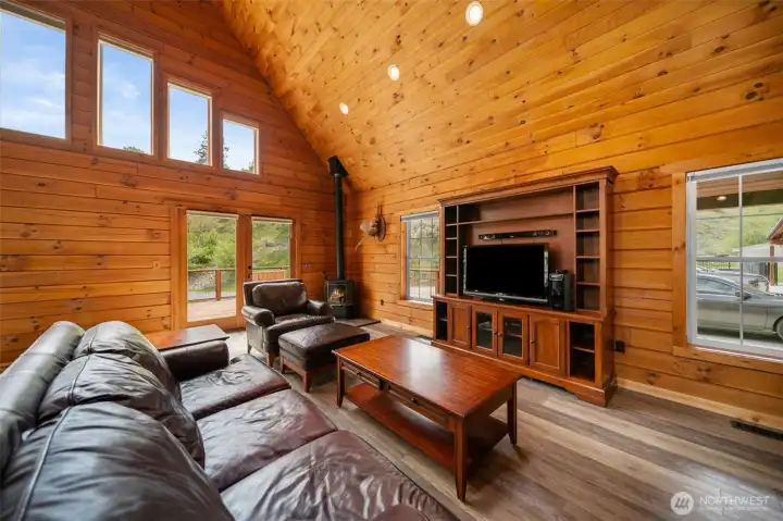 Living Room with Vaulted Ceilings