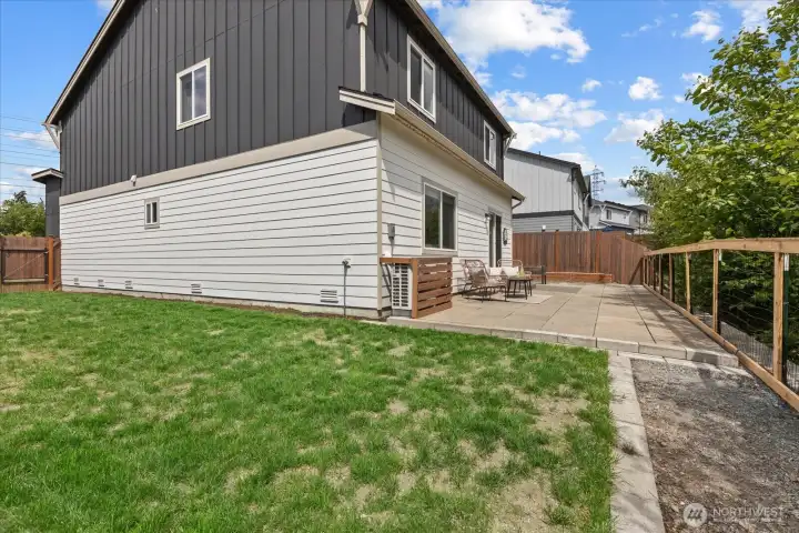 Very large side yard, can fit a trampoline, play structure and more...garden space to the right. The Lawn has been freshly aerated, top dressed and power seeded for continual growth and improvement! Very large side yard, can fit a trampoline, play structure and more...garden space to the right. The Lawn has been freshly aerated, top dressed and power seeded for continual growth and improvement!