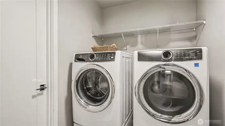 Conveniently located upstairs laundry room adds functionality and efficiency. Conveniently located upstairs laundry room adds functionality and efficiency.