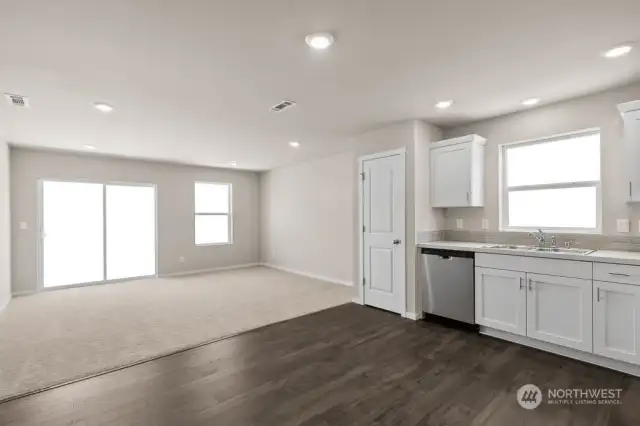 Family room with sliding door.