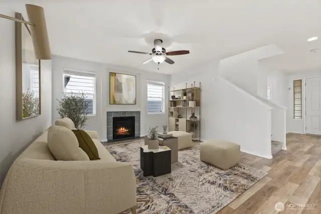 Virtually staged living room