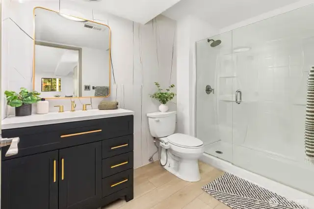 Bath on lower level.