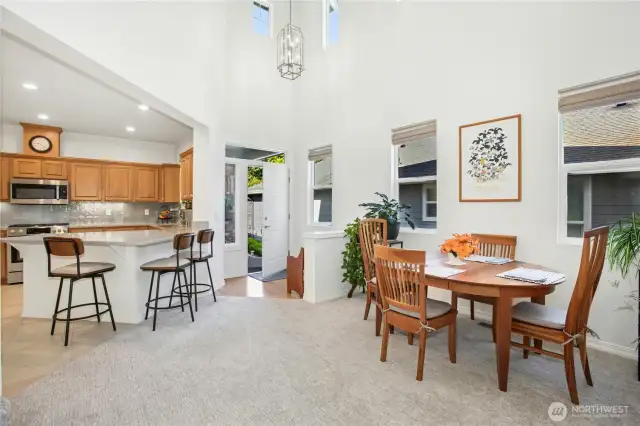 Expansive two story ceilings with clerestory windows bring in maxium light