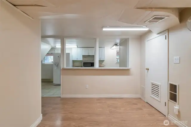 Countertop in front of kitchen downstairs