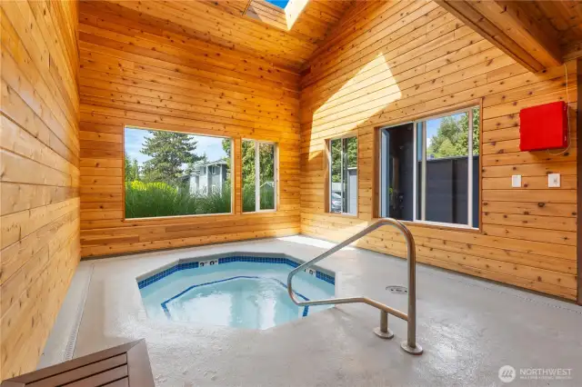 Enjoy relaxing in the  warm community hot tub