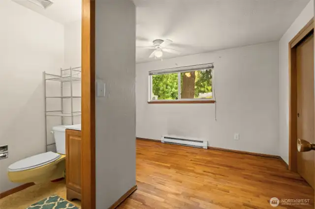 Primary bedroom with attached 3/4 bathroom.