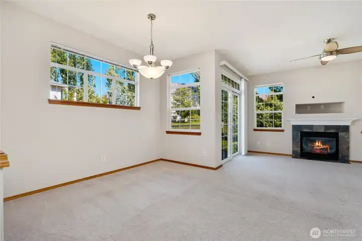 Open great room and gas fireplace