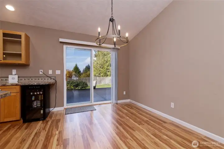 Dining area with a slider to the back patio.