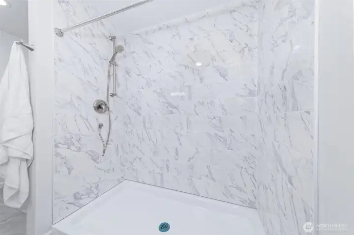 Extra-big shower in the Primary bathroom.