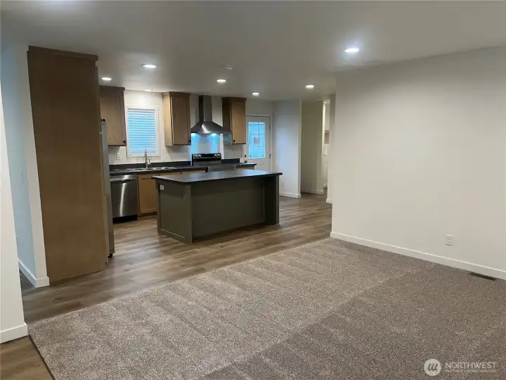 View from the living room to the kitchen.