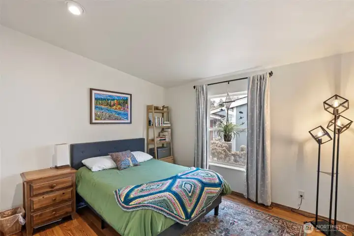 Off the second living room are two bedrooms, both generous in size.