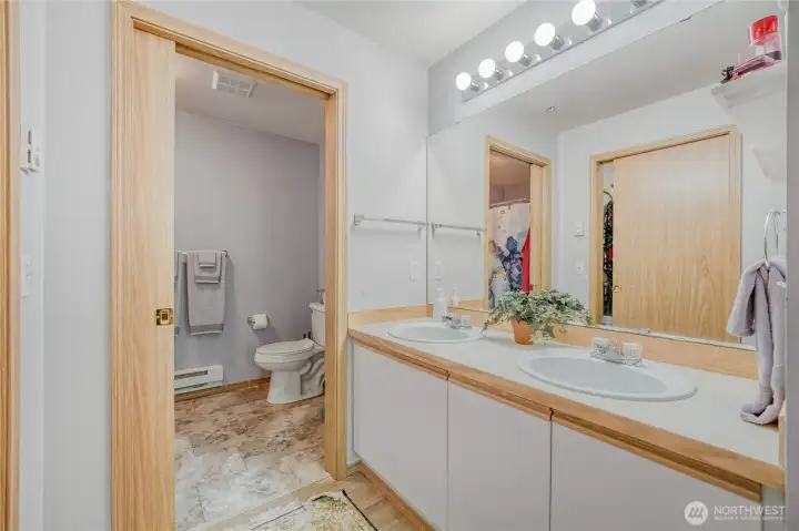 Primary bath, large walk in closet to the right