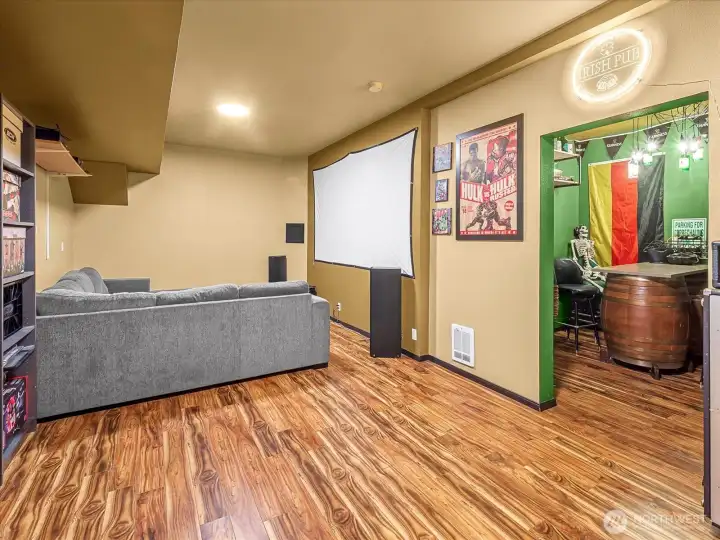 Media, gaming, and music room.  Great for watching games.