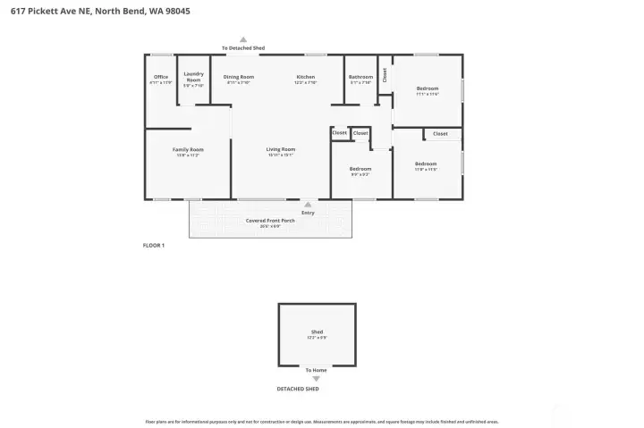 Ideal rambler layout with main living spaces centered in the home, bedrooms and bathroom tucked down one hallway, and the bonus room, office, and laundry area privately situated on the opposite end.