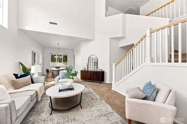 Living Room with ceiling open to the 2nd floor.