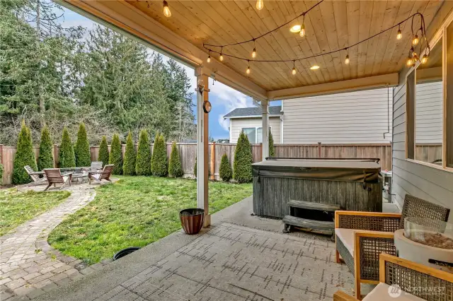 Covered patio. Hot tub goes with seller.