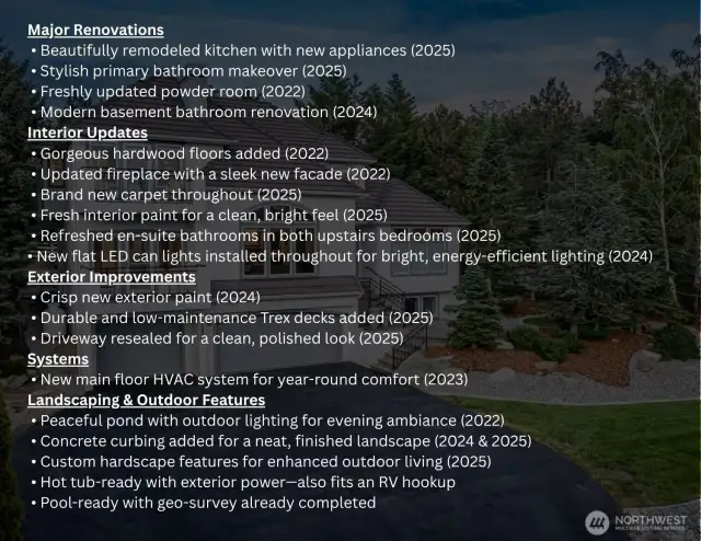 Recent Renovations & Property   Upgrades