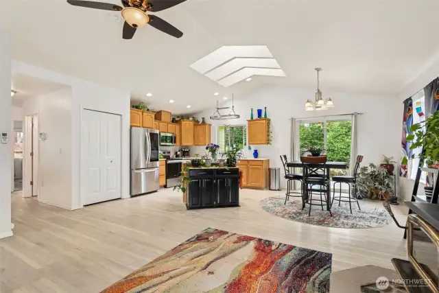 Kitchen, Dining, Skylights