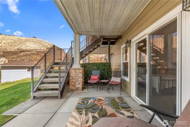 Extended patio with shade cover for year-round enjoyment and gatherings