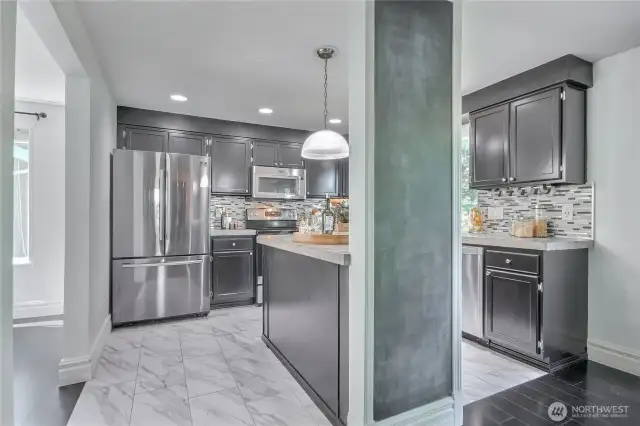 Kitchen with chalk wall