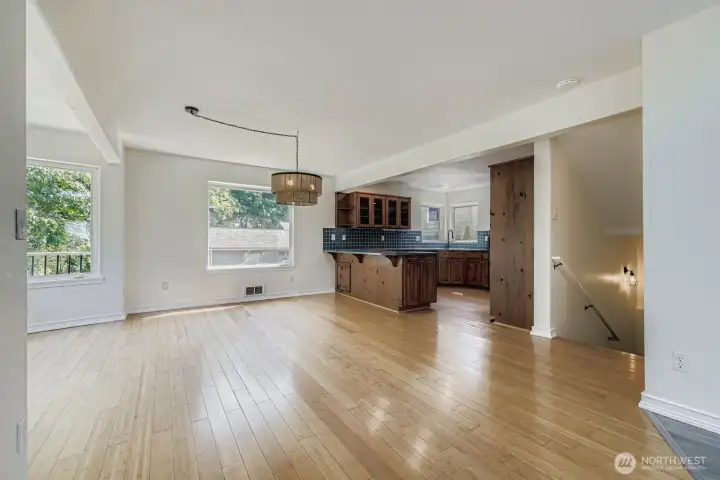 Open concept kitchen and dining room