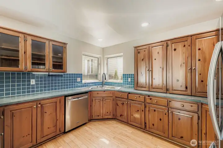 Full kitchen with stainless steel appliances