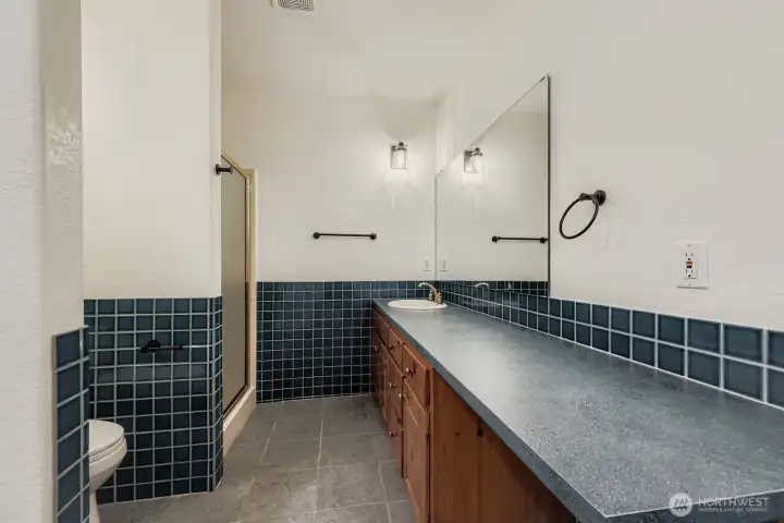 Downstairs bedroom en-suite bathroom and W/D