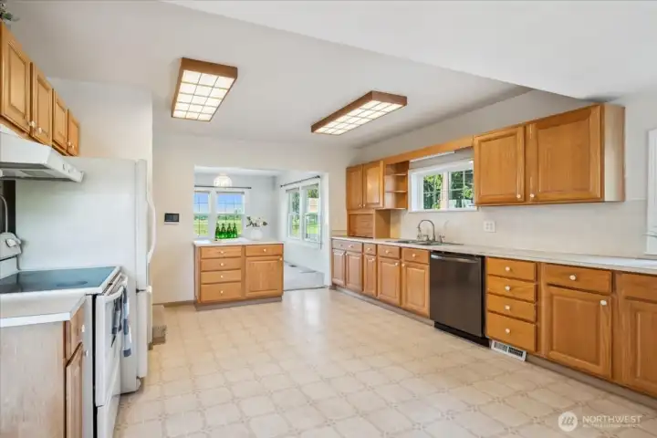 Kitchen with lots of storage and room to add an island!