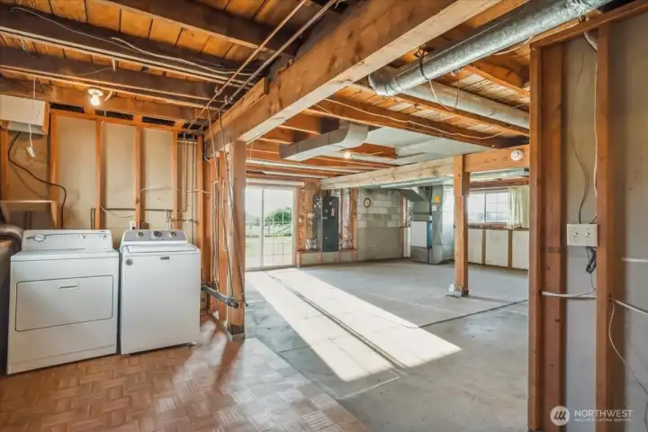 Partially unfinished basement