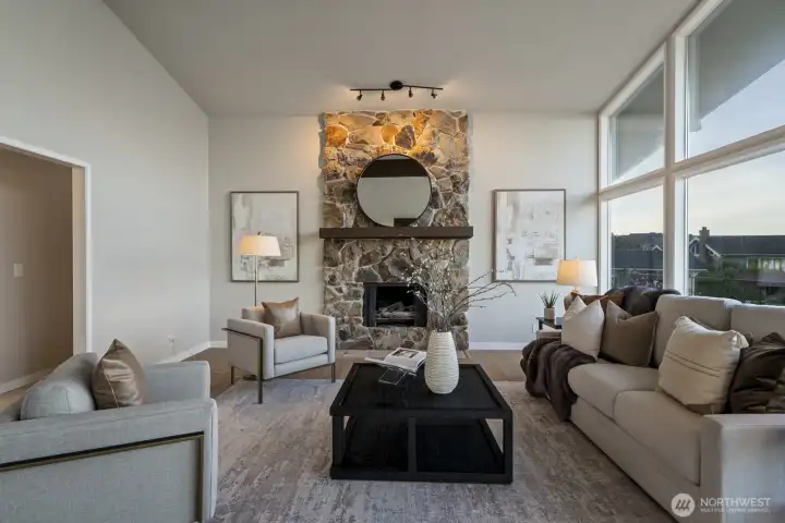 living room with fireplace